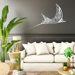 Fenua Factory création murale en métal inox de raie manta salon